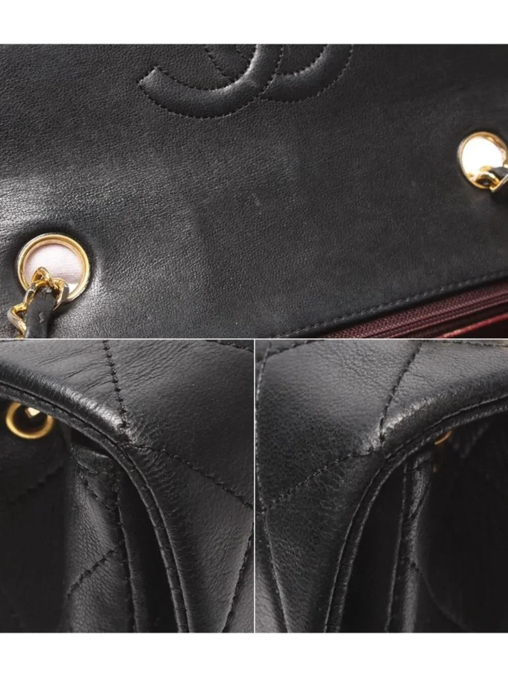 Chanel Chain Shoulder Bag Gold Lambskin Quilted Single Flap